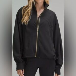 lululemon athletica Black Bomber Jacket with Gold Accents